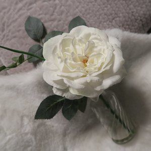 Faux French Flower Rose Stem Home Décor Artificial Glass Vase